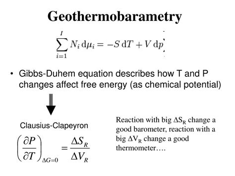 PPT - Gibbs-Duhem equation describes how T and P changes affect free energy (as chemical ...