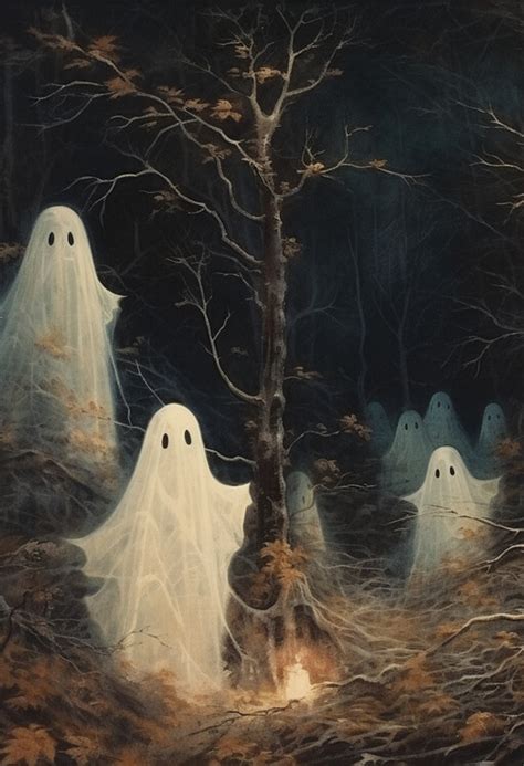 Umělecká ilustrace | The Ghosts Haunting the Woods, Ghosts Painting ...