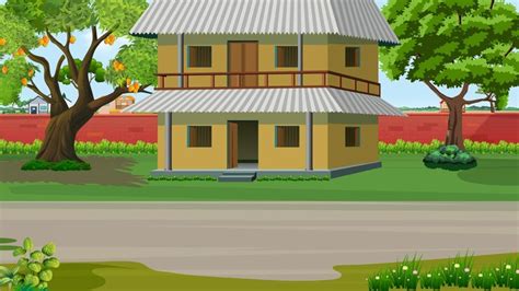 Premium Vector | Village building house Cartoon vector Background