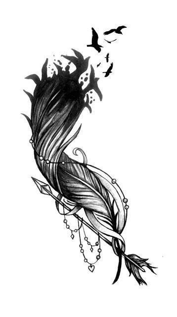 Feather drawing | Feather tattoos, Arrow tattoo design, Arrow tattoos