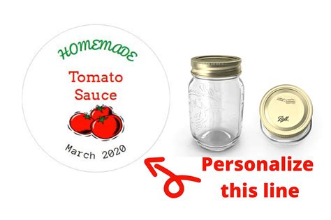 Tomato Sauce Labels, Homemade Canning Jar Labels for Mason Jars, Round ...