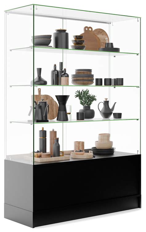 Free Standing Display Case | Frameless Design w/ Storage Base