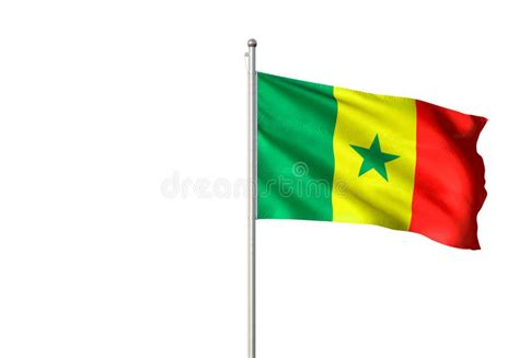 Senegal National Flag Waving Isolated on White Background Realistic 3d ...