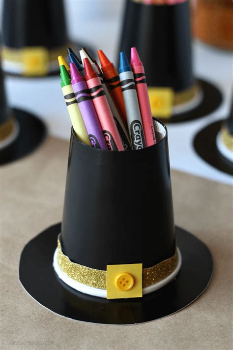 Pilgrim Hat Crayon Holder Craft - Raising Whasians