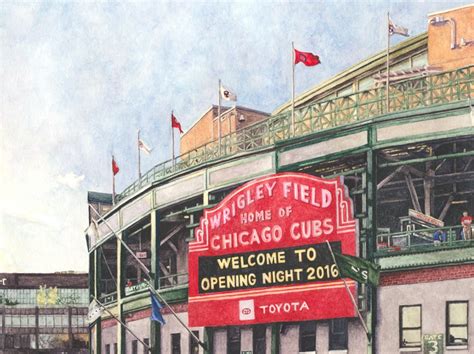 Chicago Cubs Art Wrigley Field Painting Chicago Cubs - Etsy