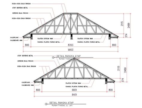 Truss Roof Section Drawing DWG File; download free DWG file wooden truss roof section drawing ...