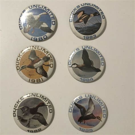 Ducks Unlimited Vintage Pins Pin Lot Of 6 1980 1981 1982 1983 1984 ...