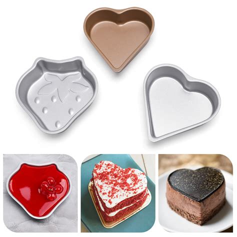 3pcs Cake Pan, Heart Shaped Cake Pans for Baking, Mini Aluminum Foil Pans for Valentine's Day ...