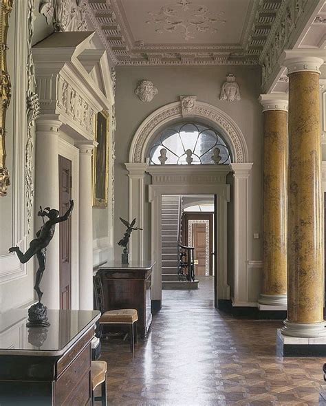 The ornate entrance hall in Castle Ward, Northern Ireland, looking towards the staircase hall ...