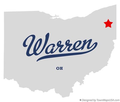 Map of Warren, Trumbull County, OH, Ohio