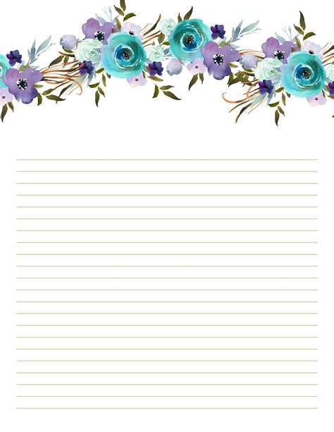 Floral Stationery Set Purple Floral Stationery Printable Free Printable Stationery, Printable ...