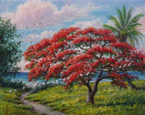 royal poinciana tree | Fawn's Paintings: Flame Tree 2, landscape with ...