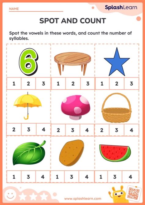 Spot and Count the Syllables Worksheet