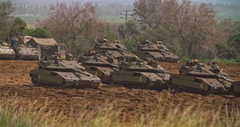 Gaza March 30 2019 Idf Tanks Lined Up In Stock Footage SBV-333869605 - Storyblocks