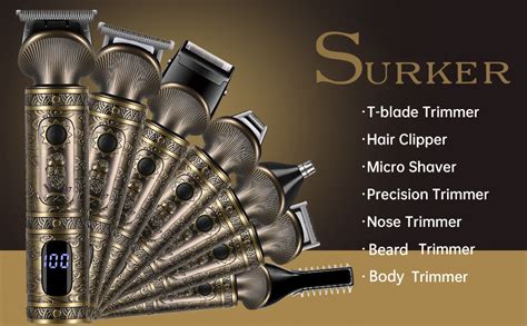 Surker Hair Clipper for Men, Professional T- Blade Zero Gapped Hair Nose Beard Body Trimmer ...