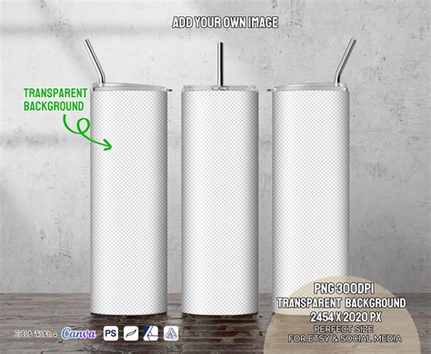 20oz Skinny Tumbler Mockup PNG Full View Wrap Mockuptumbler - Etsy