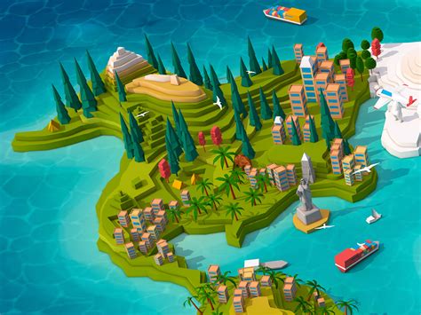 Cartooon Low Poly Earth Map :: Behance