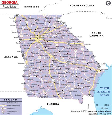 Georgia Road Map, Georgia Highway Map | Georgia map, Map, Usa map