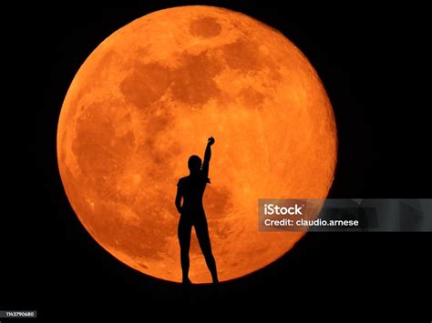 Full Moon With Silhouette Stock Photo - Download Image Now - Full Moon ...