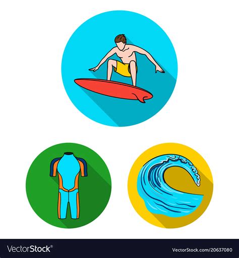 Surfing and extreme flat icons in set collection Vector Image