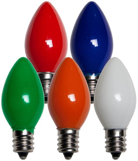 C7 Christmas Light Bulb - C7 Multicolor Christmas Light Bulbs, Opaque