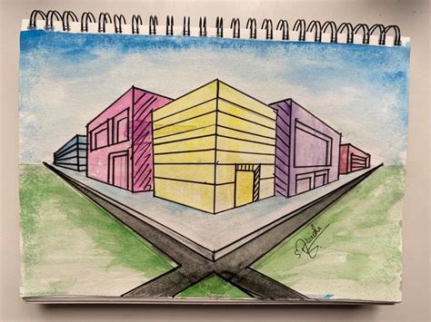 Drawing and painting two-point perspective | Perspective drawing ...