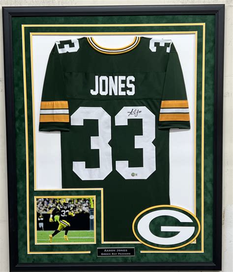 Aaron Jones Signed 35x43 Custom Framed Jersey Display (Beckett) | Pristine Auction