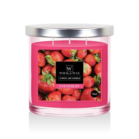 Wholesale 3-Wick Candles - Strawberry Scent, 14 oz | DollarDays