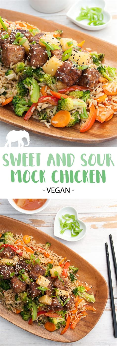 Vegan Sweet and Sour Mock Chicken on Fried Rice | Elephantastic Vegan