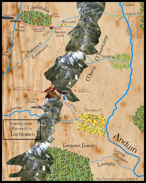 Don Hitchcock's Map of Frodo's Journey from Rivendell to the Pass of ...