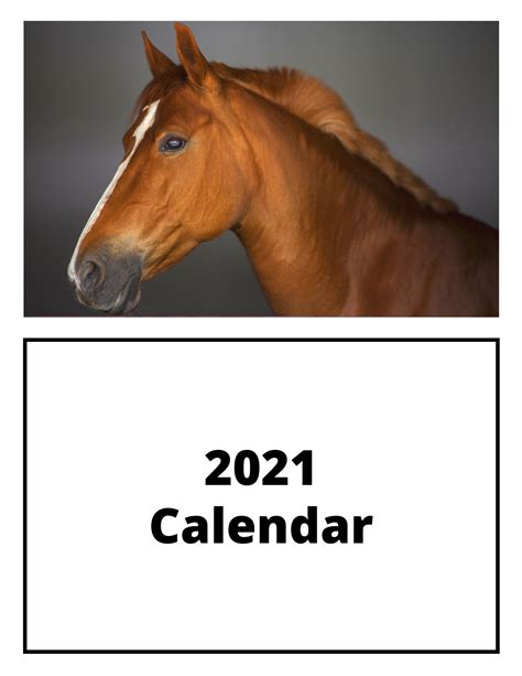 2021 Horse Calendar Printable Calendar Digital Print File | Etsy