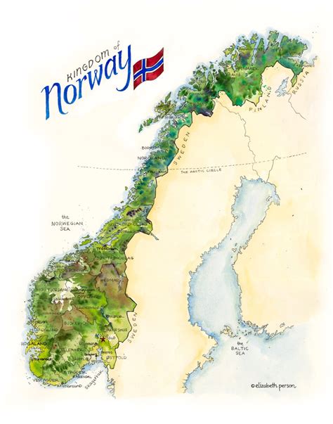 Norway Map Watercolor Art Print – Elizabeth Person Art & Design