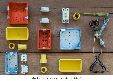 Electrical Tools Construction On Wooden Background Stock Photo 549684430 | Shutterstock