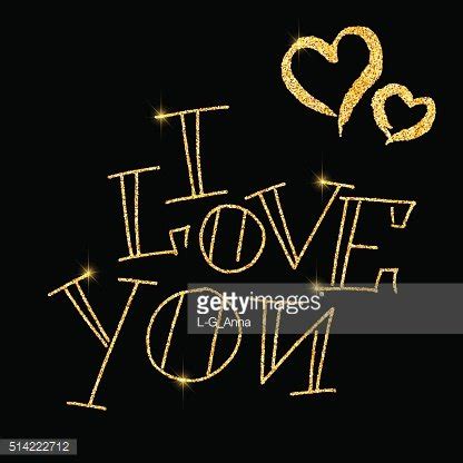 I Love You Glitter Golden Hand Lettering Stock Clipart | Royalty-Free ...