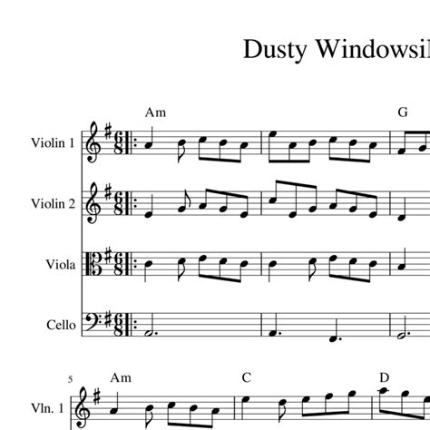 Dusty Windowsill - Irish Jig Harmony Sheet Music for String Quartet ...