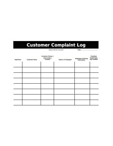 FREE 3+ Customer Complaint Log Templates in PDF | MS Word