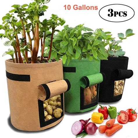 Potato Grow Bag 10 US Gallon Garden Planting Bag for Tomato Vegetable 3 ...