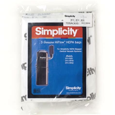 Simplicity Central Vacuum HEPA Bags SCB-3 - Kirkwood's Sweeper Shop