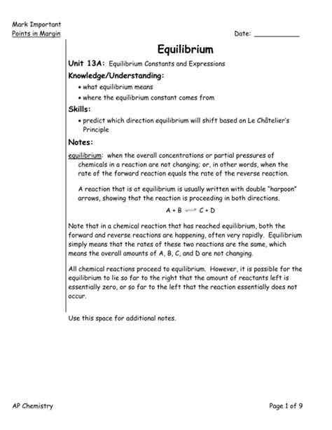 Equilibrium Constants & Expressions