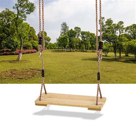 Outdoor Adult Kids Safety Swing Chair Wooden Tree Swing Seat with Rope ...