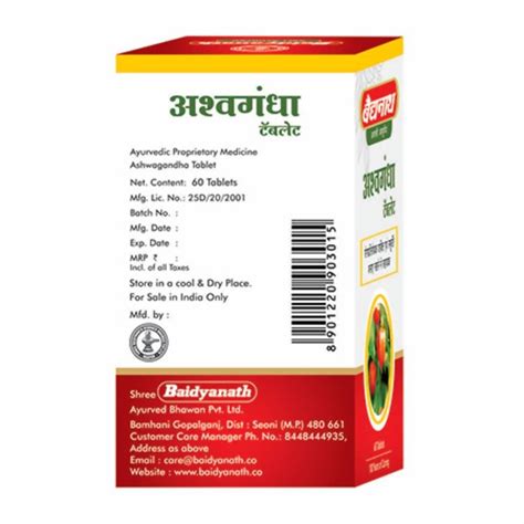 Buy Baidyanath Ashwagandha Tablet 60 Tabs Online at Best Price | Distacart