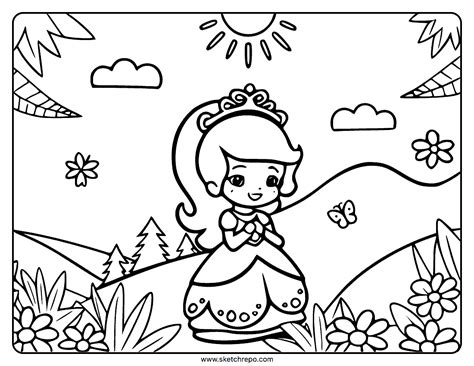 Cute Princess Coloring Pages - Sketch Repo