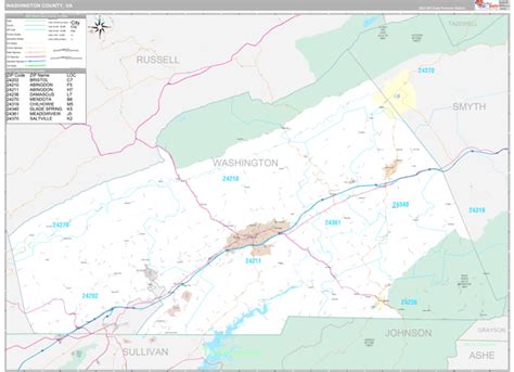 Washington County, VA Wall Map Premium Style by MarketMAPS - MapSales