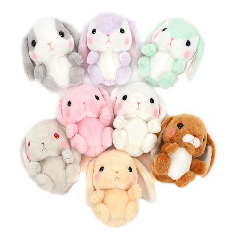 Amuse Bunny Plushie Cute Stuffed Animal Toy Grey / White 6 Inches