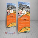 Creative real estate, property, home roll-up banner standee template – free vector - Graphics Pic