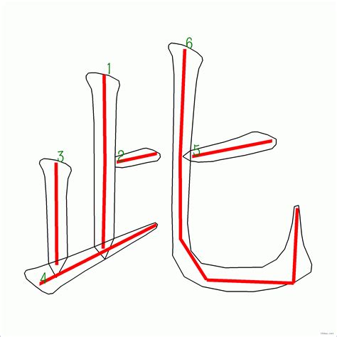 汉字: 此的笔画顺序 (“此”6划) | ️笔顺字典📘