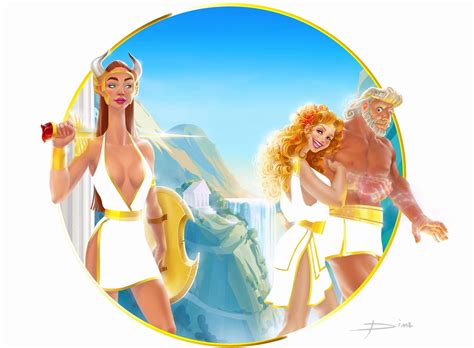 ArtStation - Athena, Aphrodite, and Zeus on Mt Olympus