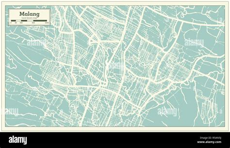 Malang Indonesia City Map in Retro Style. Outline Map. Vector ...