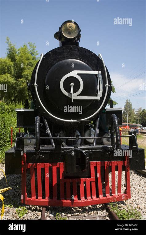 Disused restored 305 Unit Baldwin steam locomotive Railway Engine at Hua Hin Station, Thailand ...