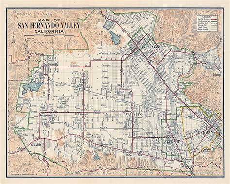 San Fernando Valley Map California CA 1923. Vintage | Etsy